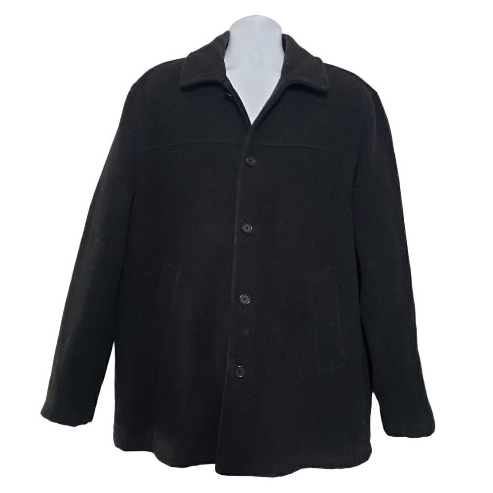J Crew University Jacket Stadium Cloth Wool Black Coat Mens XL